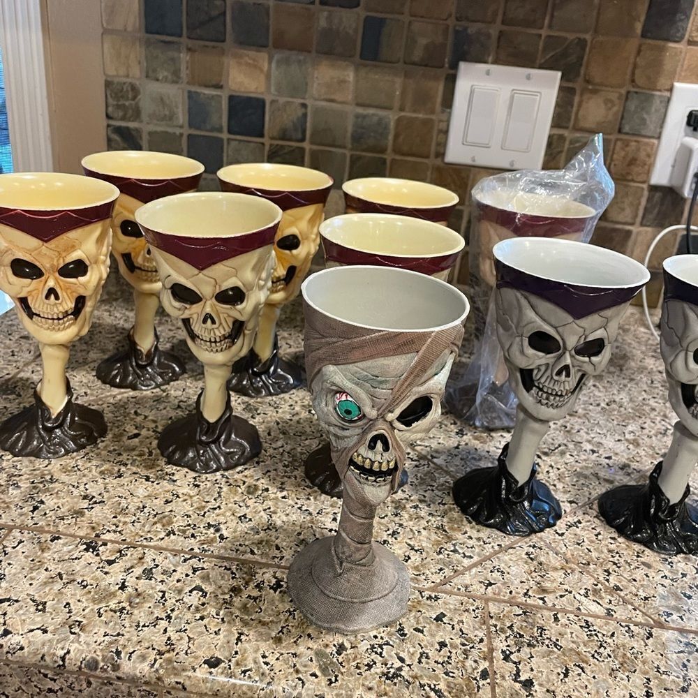 Skeleton Goblets set of Eleven for Halloween Parties!